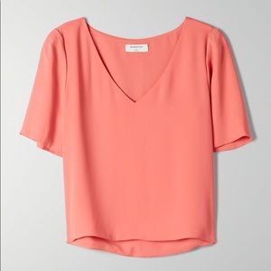 Aritzia Pink Short Sleeve Blouse